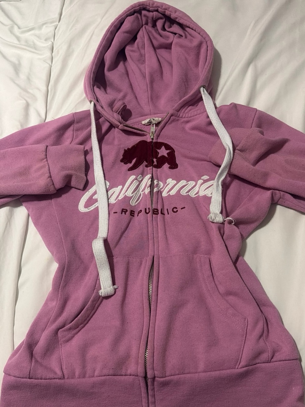 Girls' Hooded Pink Zip-Up Puffer Jacket with California Graphic